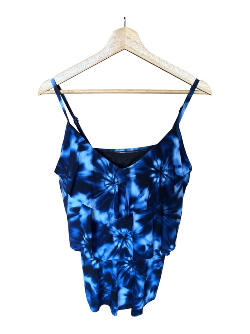 Blue Tie-Dye Tankini top with Ruffles